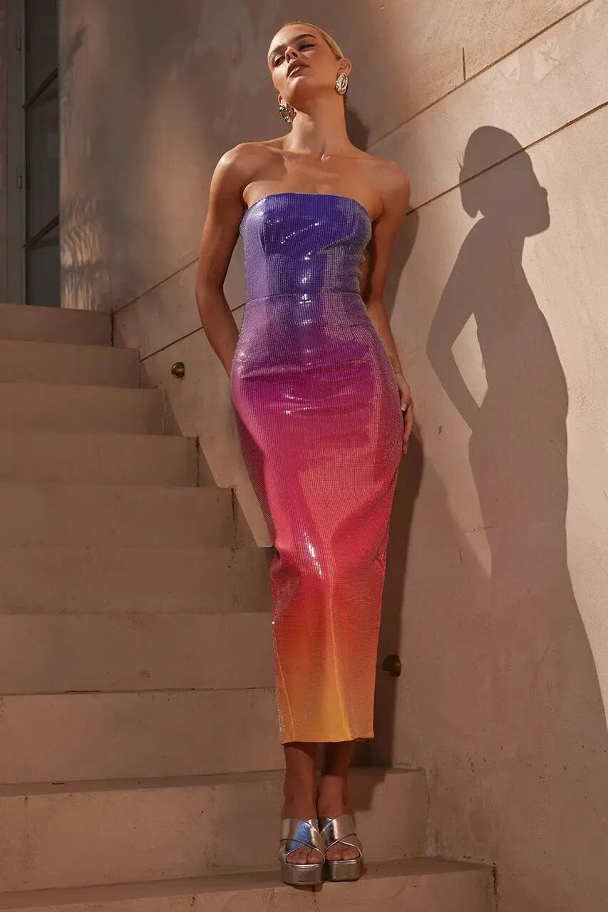 Ailya Strapless Sequin Dime Dress