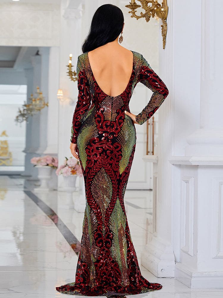 Alyia Sequin Maxi Evening Dress