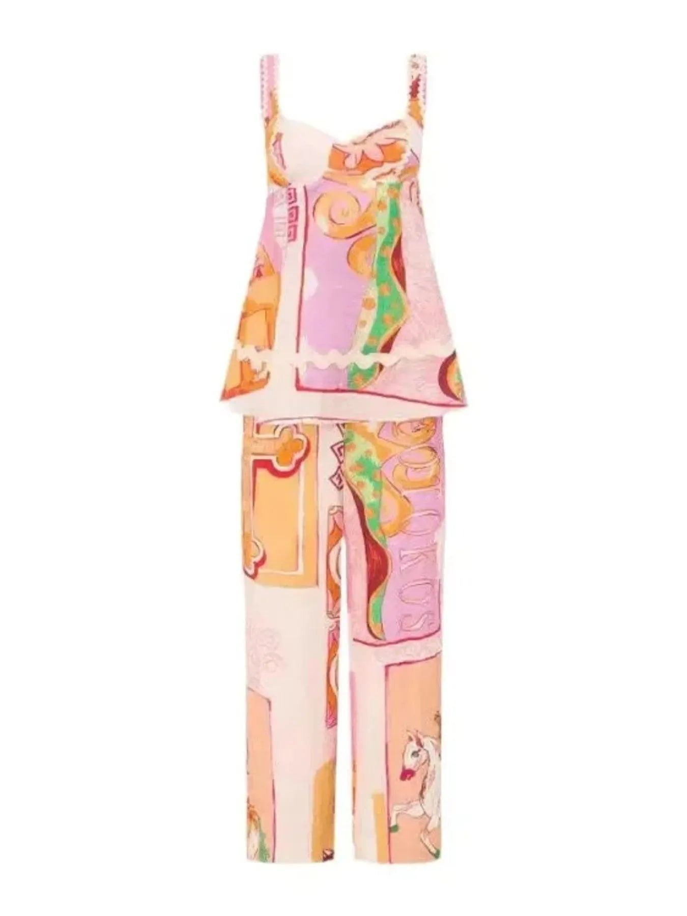 Tie Back Printed Cami and Pants Set