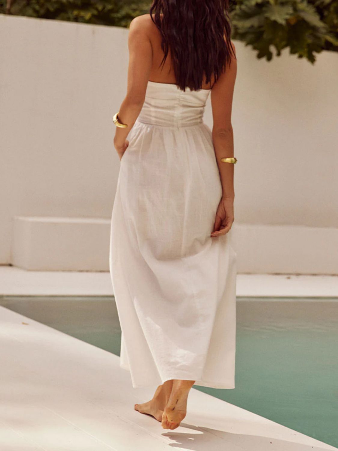 Alera Devine Ruched Halter Neck Midi Dress