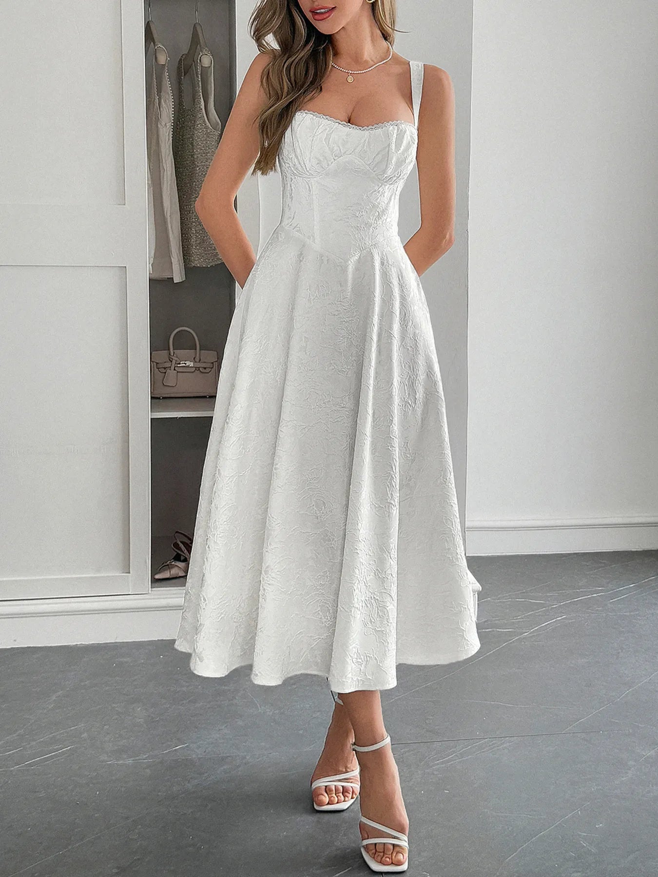 Lace-Up Sleeveless Midi Dress
