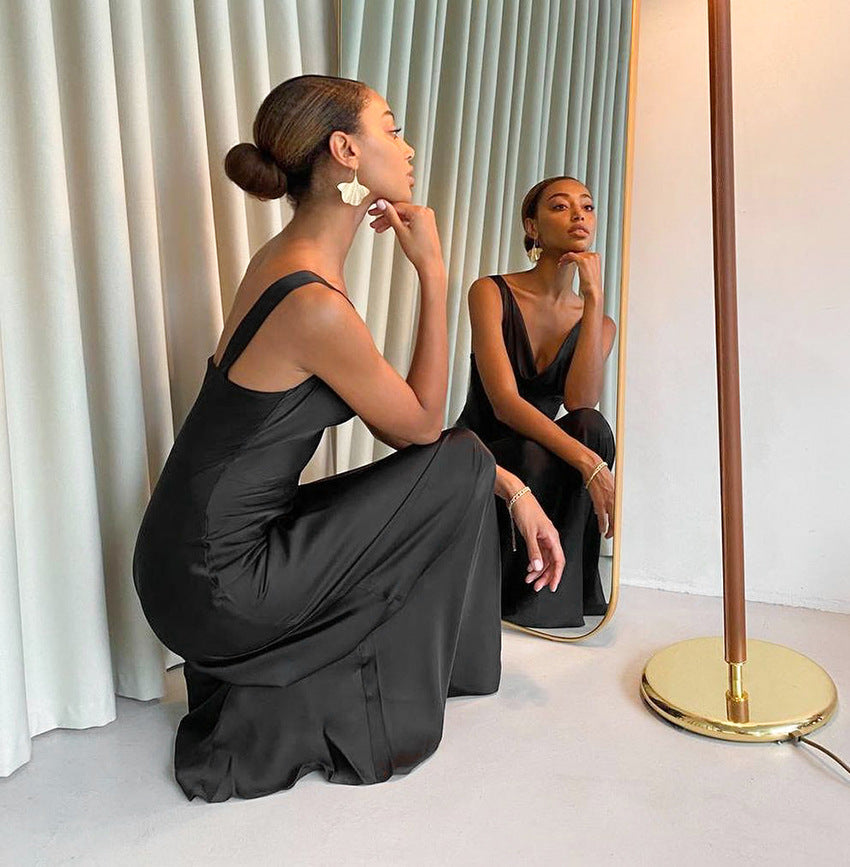 Chic Backless Ice Cream Sof Black Dress