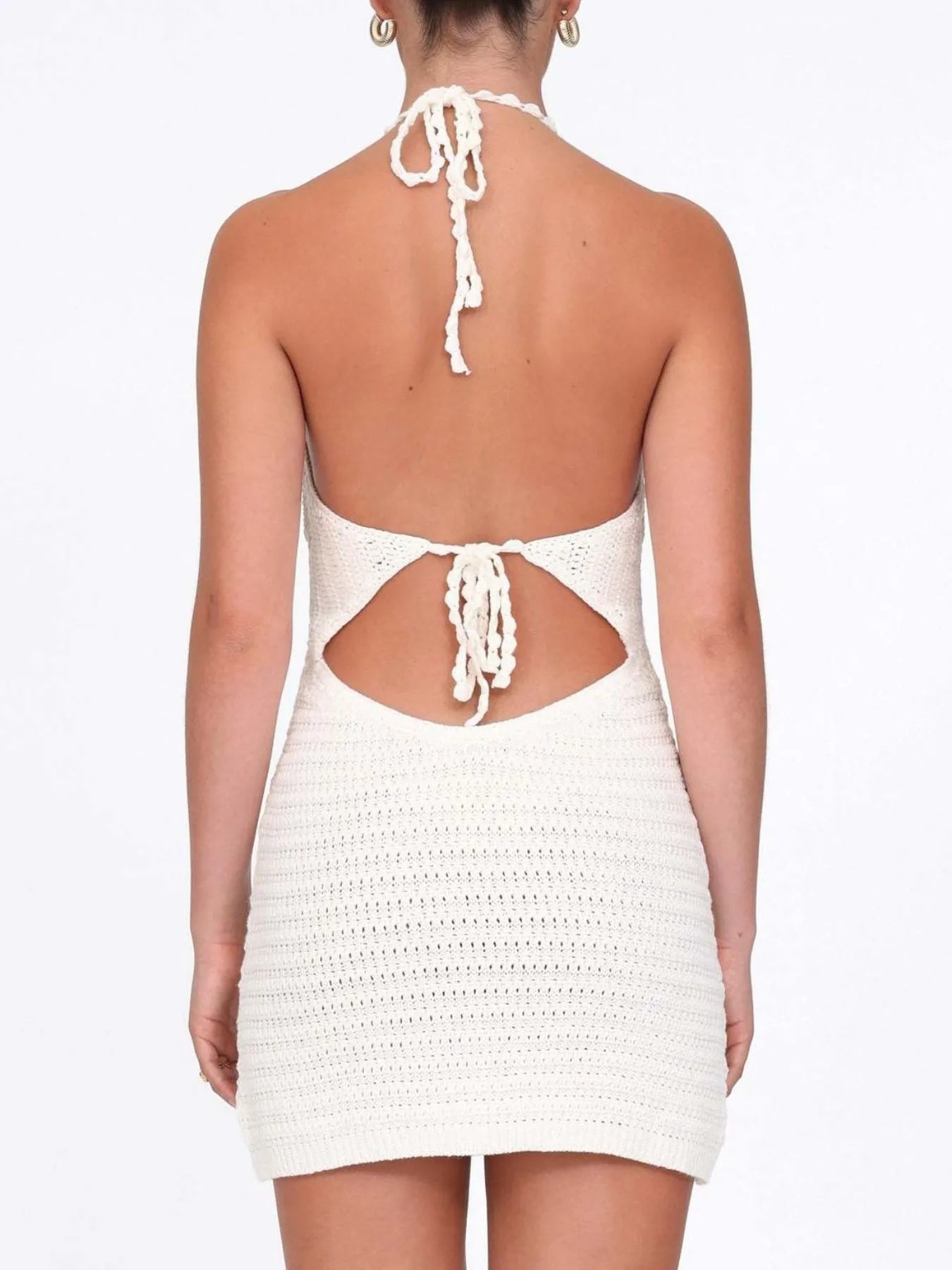 Openwork Halter Neck Sweater Dress