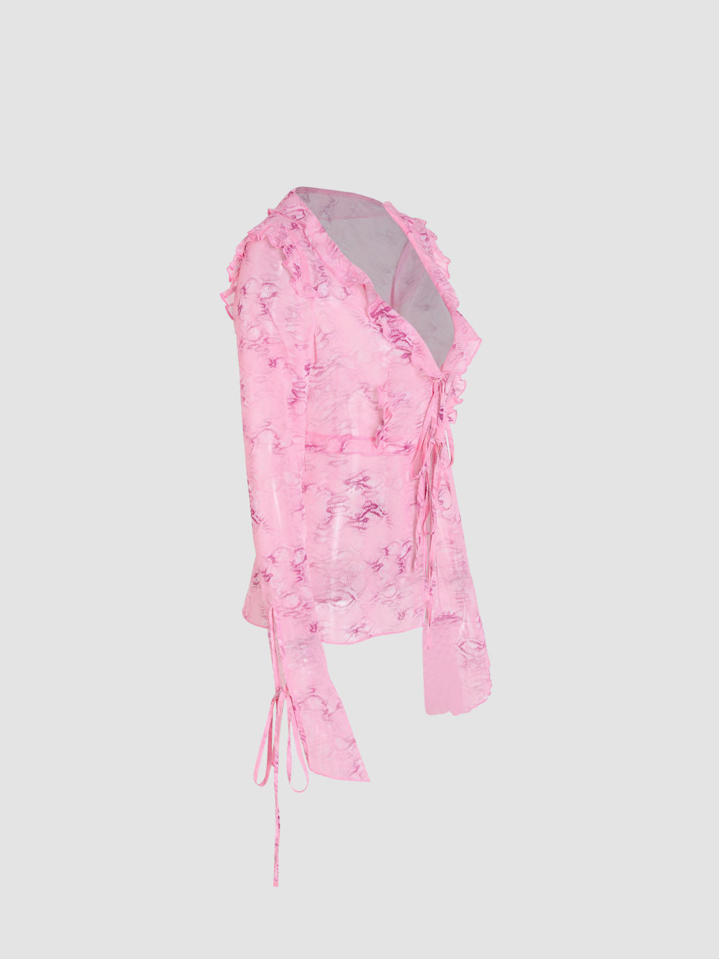 Strappy Lace V-neck Top  Chiffon Printed Dress Suit