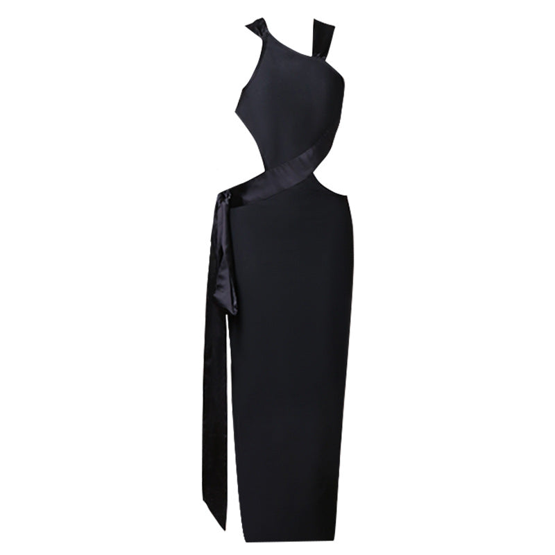 Limited Cutout Black Tight Irregular Dress