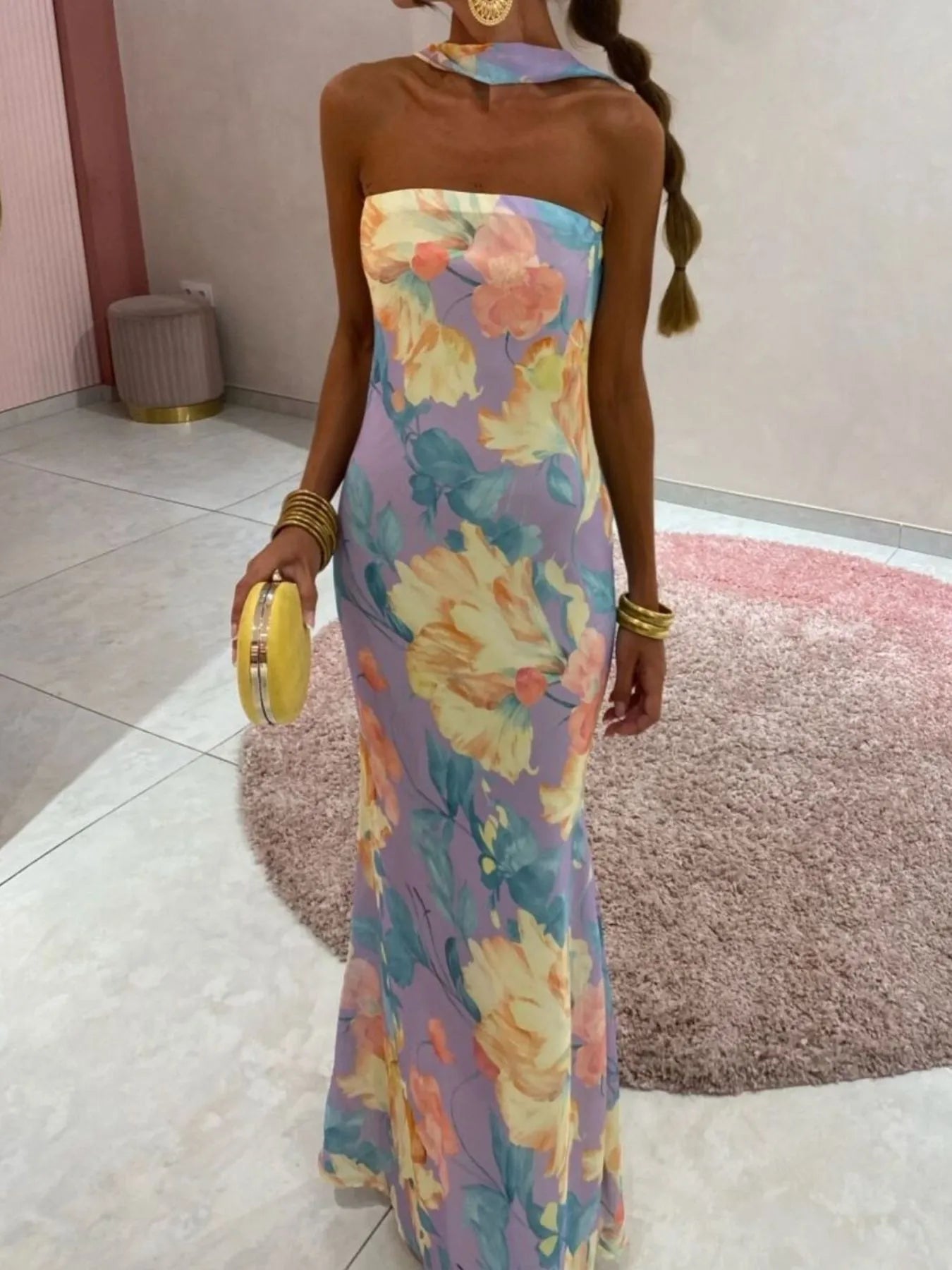 Printed Tube Maxi Dress