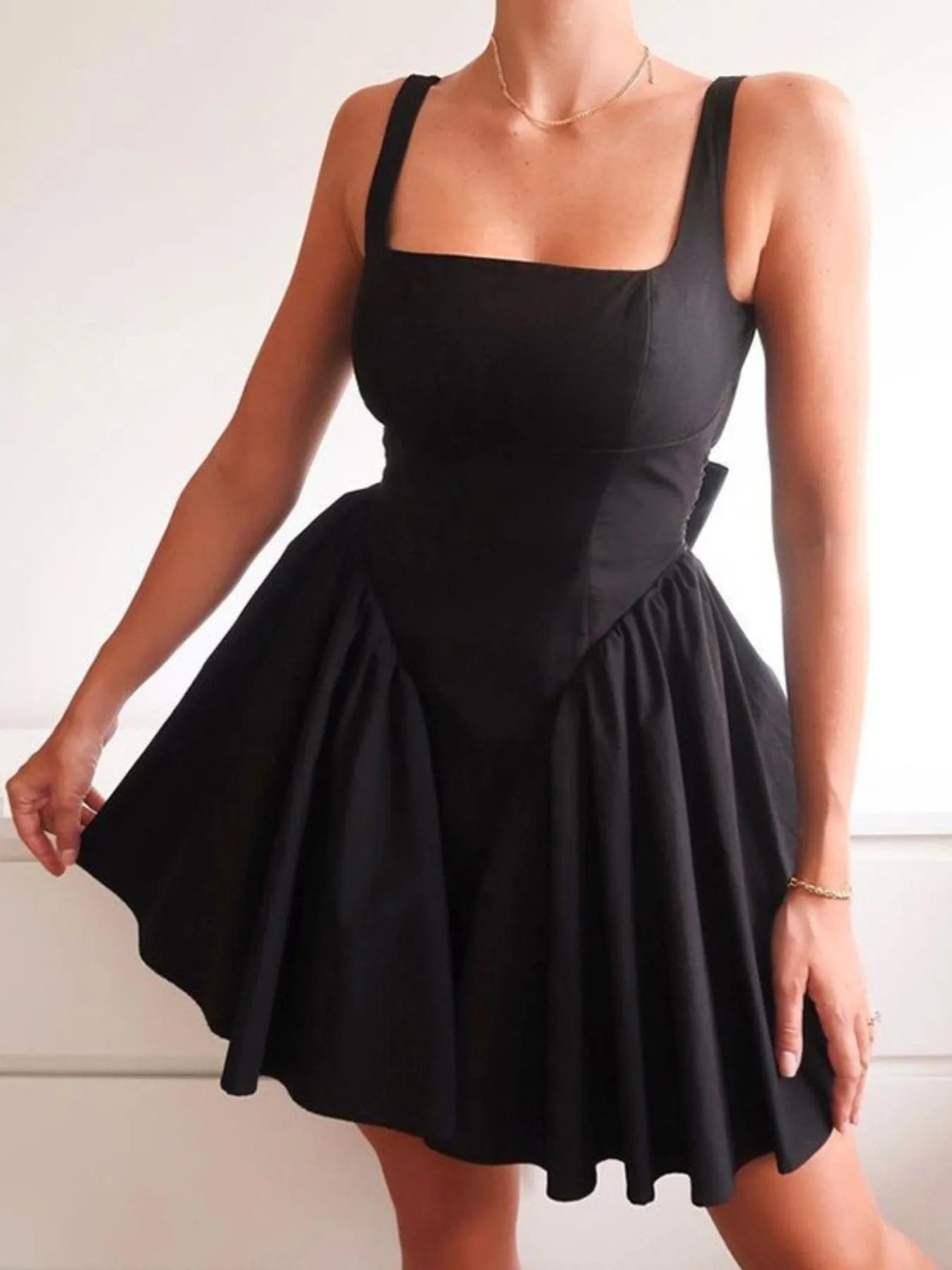 Backless Square Neck Mini Dress