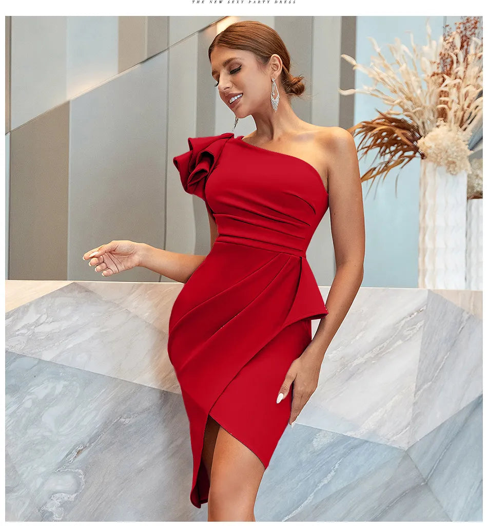 Elerka One-Shoulder Ruffled Dress
