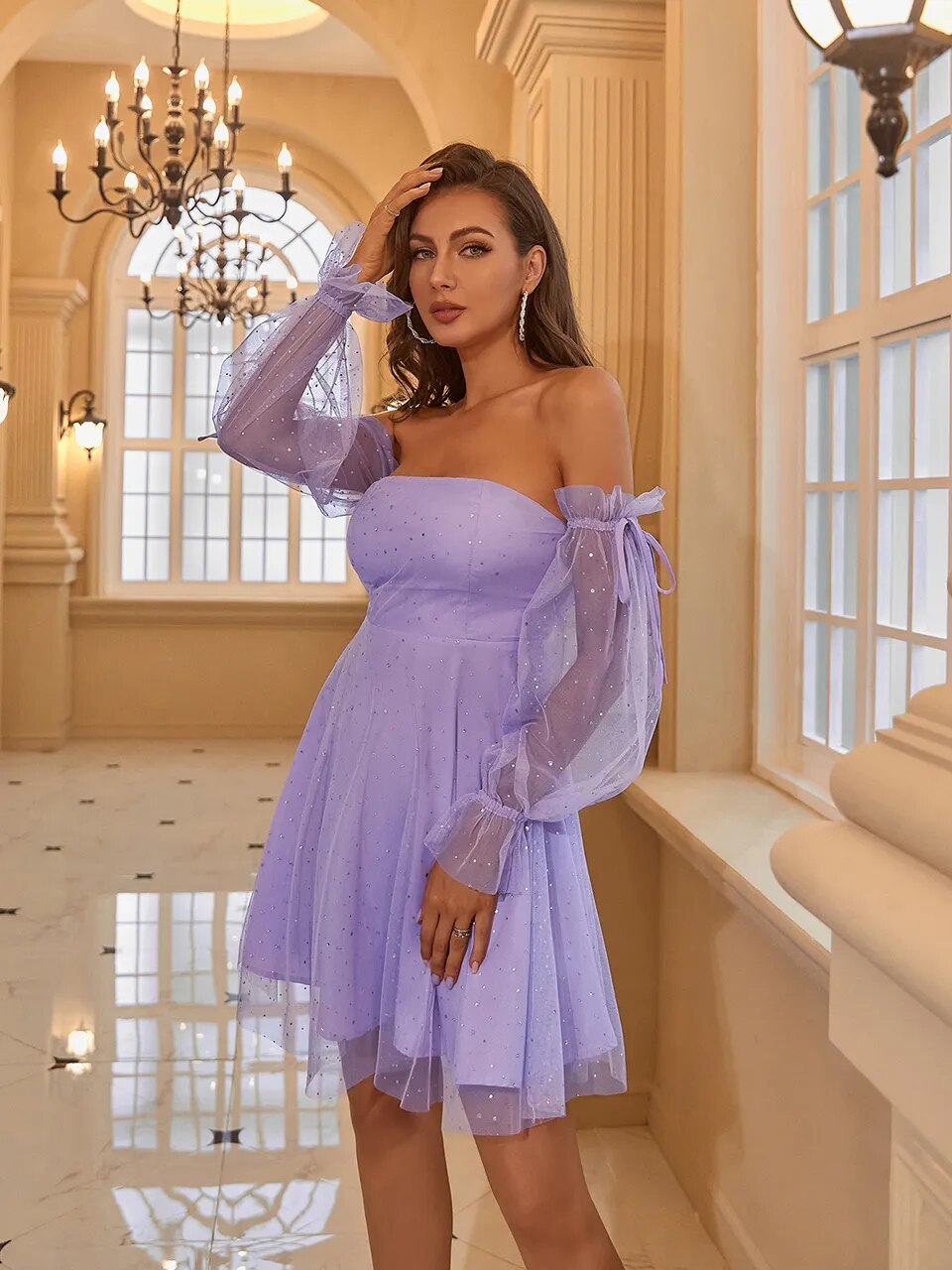 Aerika wrapped Off-shoulder Sweet Princess Dress