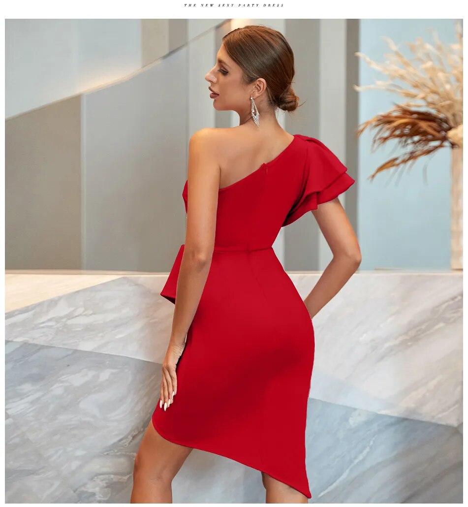 Elerka One-Shoulder Ruffled Dress