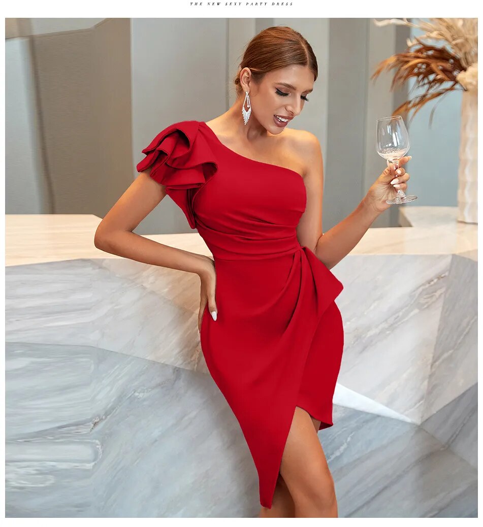 Elerka One-Shoulder Ruffled Dress