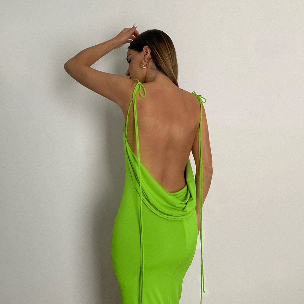 Cassey Sexy Hollow Halter Sling Dress