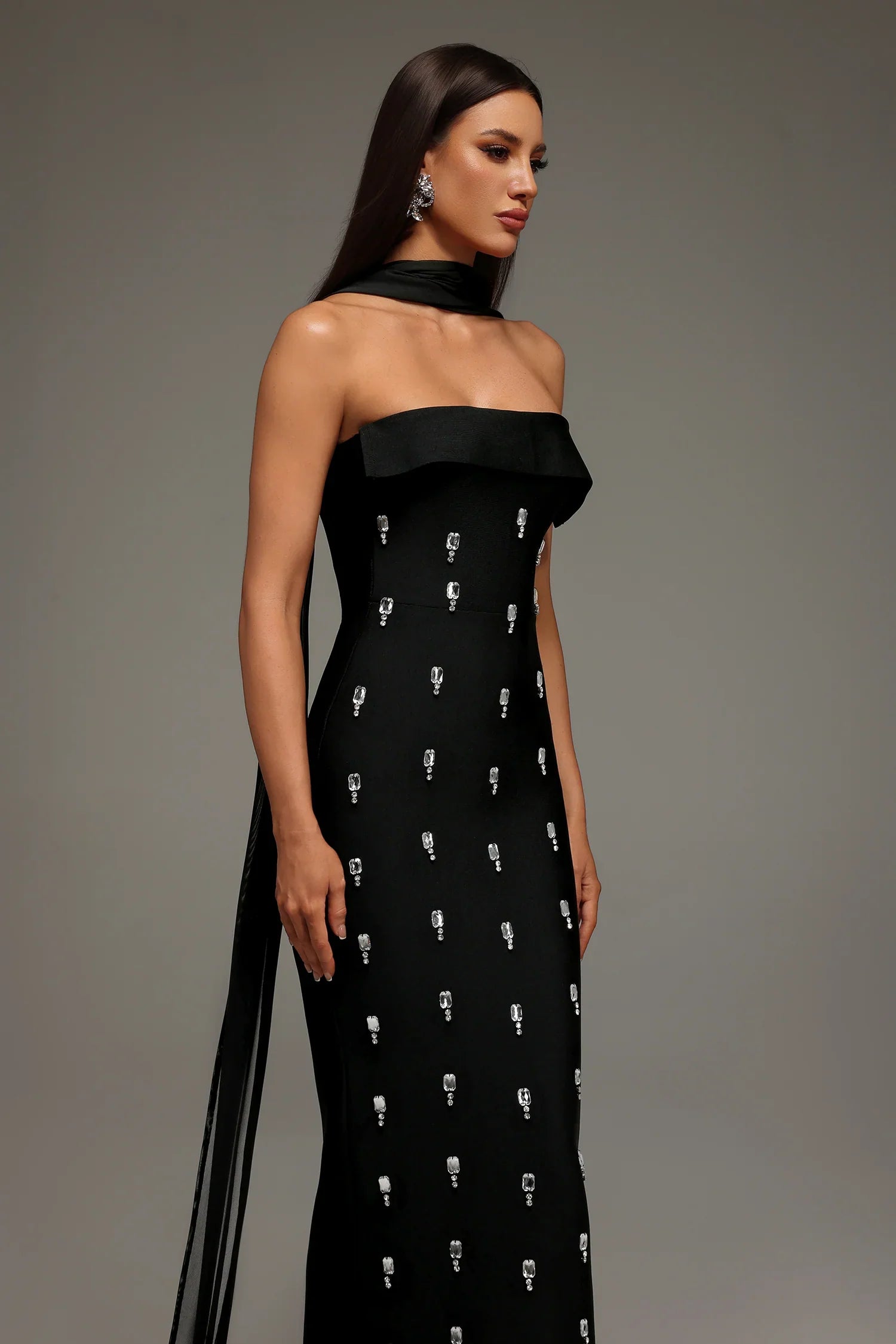 Alyia High-End Diamond Bandage Sparkly Evening Party Dress