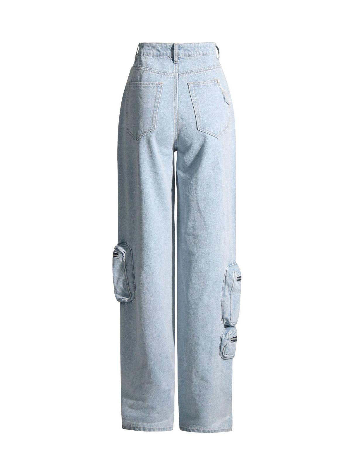 Stylish Ama High Rise Jeans in blue, perfect for a trendy look this season. Available in sizes S, M, L.