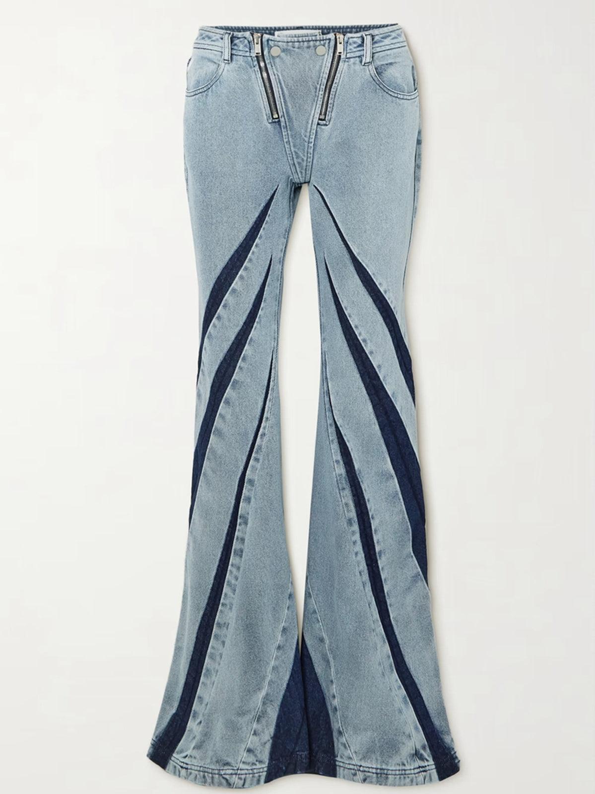 Amarel Zip Denim Pants in blue, featuring a flattering fit and stylish design for casual wear.