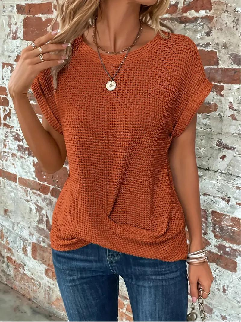 Sophia - Twist-Hem Waffle Tee