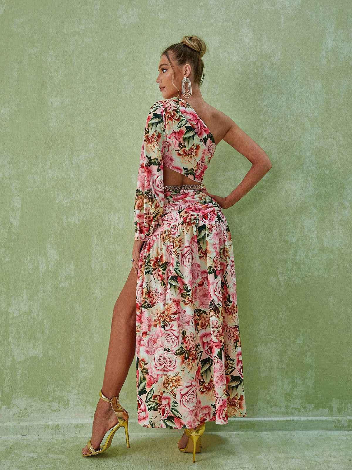 Detail shot of the ruched design on the Annabella Maxi Dress, emphasizing quality craftsmanship.