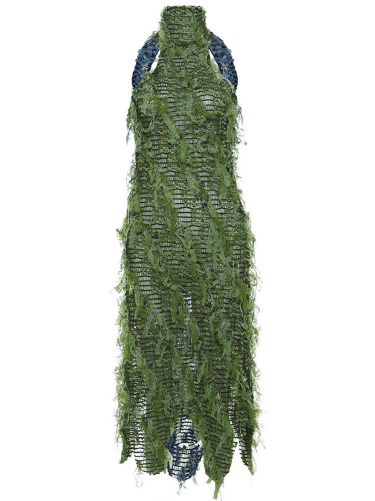 The elegant silhouette of the Arlo Halterneck Backless Midi Dress in Green showcased outdoors.