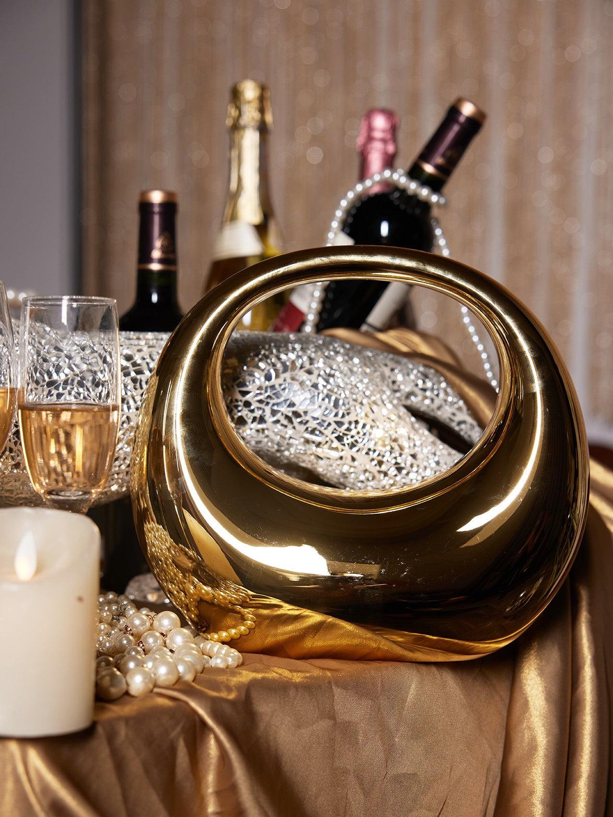 Asher Acrylic Bag in Gold, a stylish accessory for any outfit, showcasing its elegant design and modern aesthetics.
