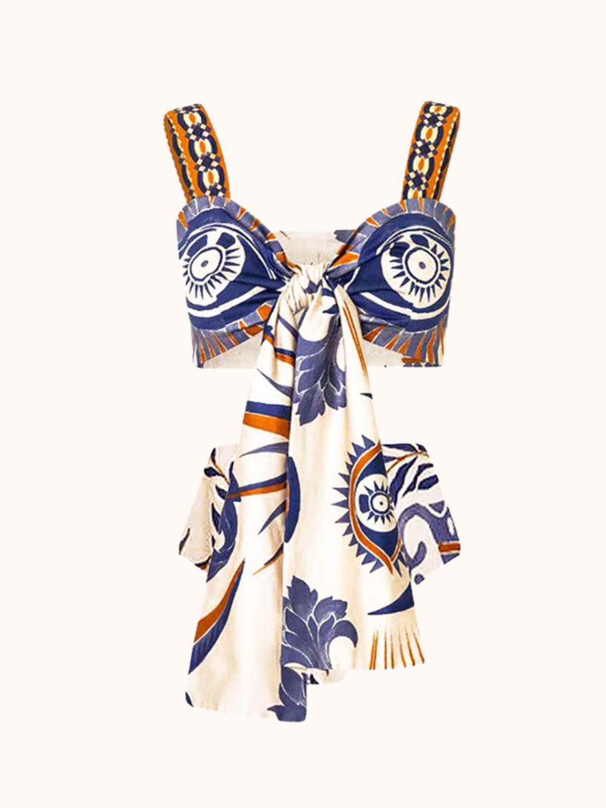Augusta Printed Bikini Three Piece Set featuring a trendy animal print design, perfect for summer beachwear.