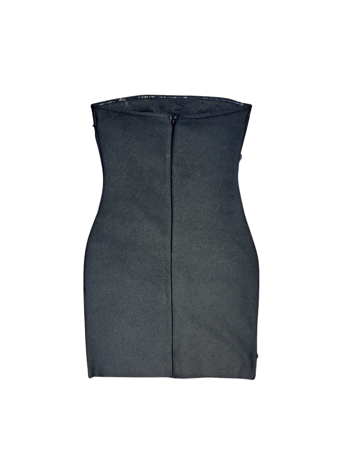 Azul Strapless Rhinestone Bandage Mini Dress showcasing a curve-hugging fit and elegant design.