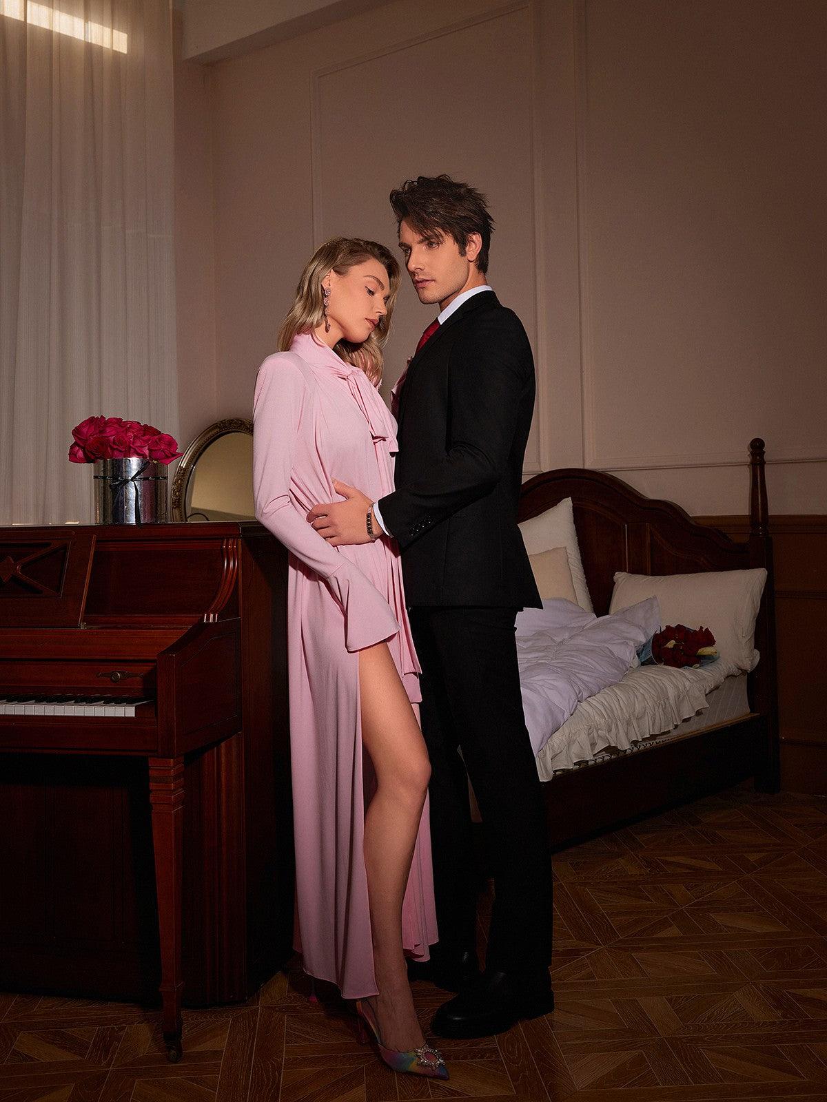 Benton Long Sleeve Flower Maxi Dress in Pink, perfect for special occasions with a stylish design and comfortable fit.