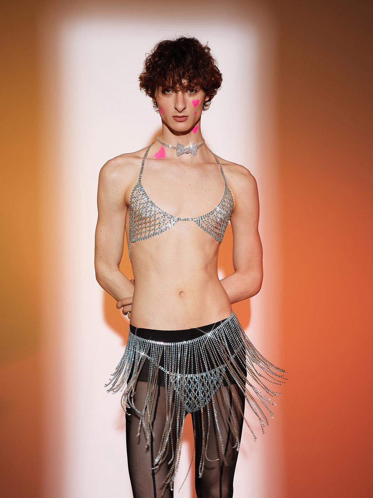 Blane Blue Crystal Fringe Three Piece Set showcasing vibrant blue crystals and stylish fringe design, perfect for festive occasions.