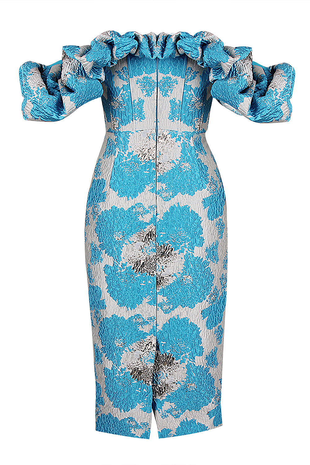 Elegant Jacquard Wrap Midi Celeb Dress
