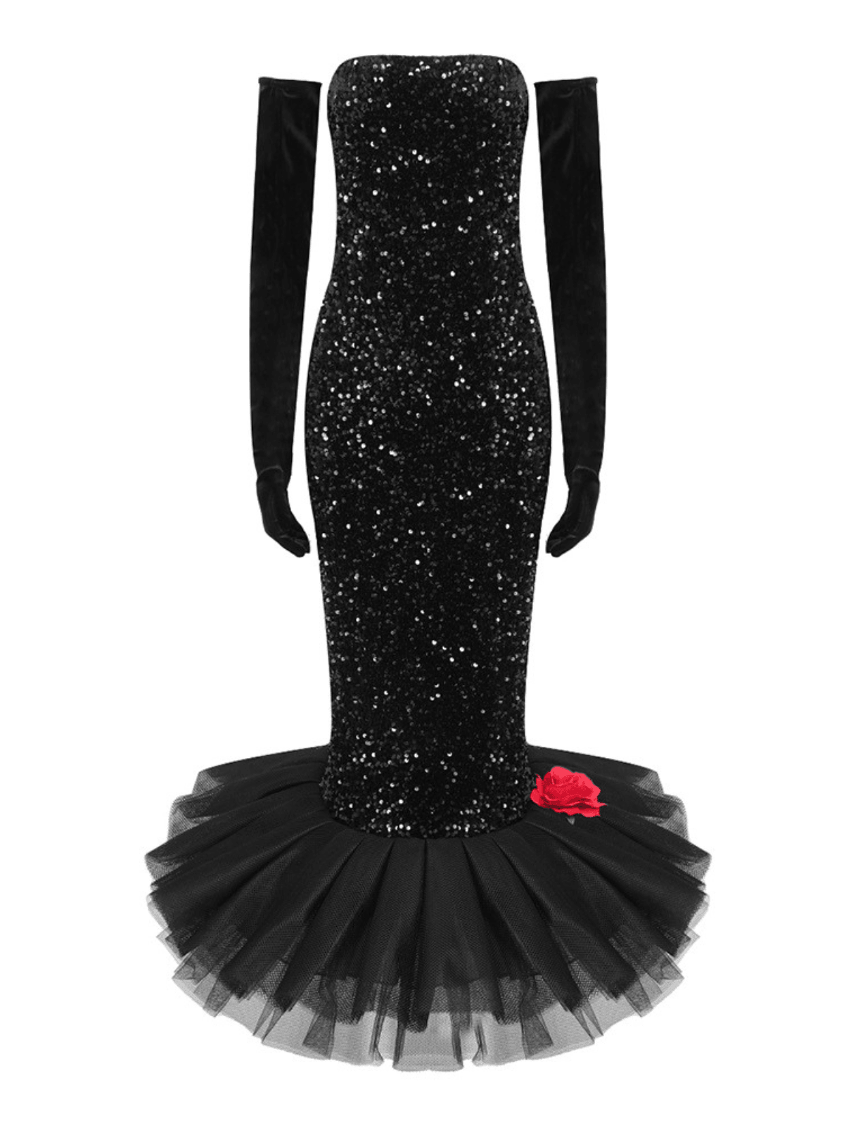 Branson Strapless Mermaid Sequin Dress featuring a flattering silhouette and elegant design, perfect for formal occasions.
