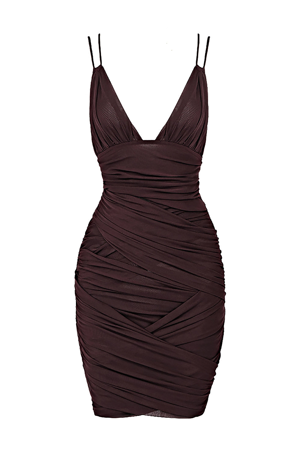 Mesh Pleated Spaghetti Strap Mini Dress