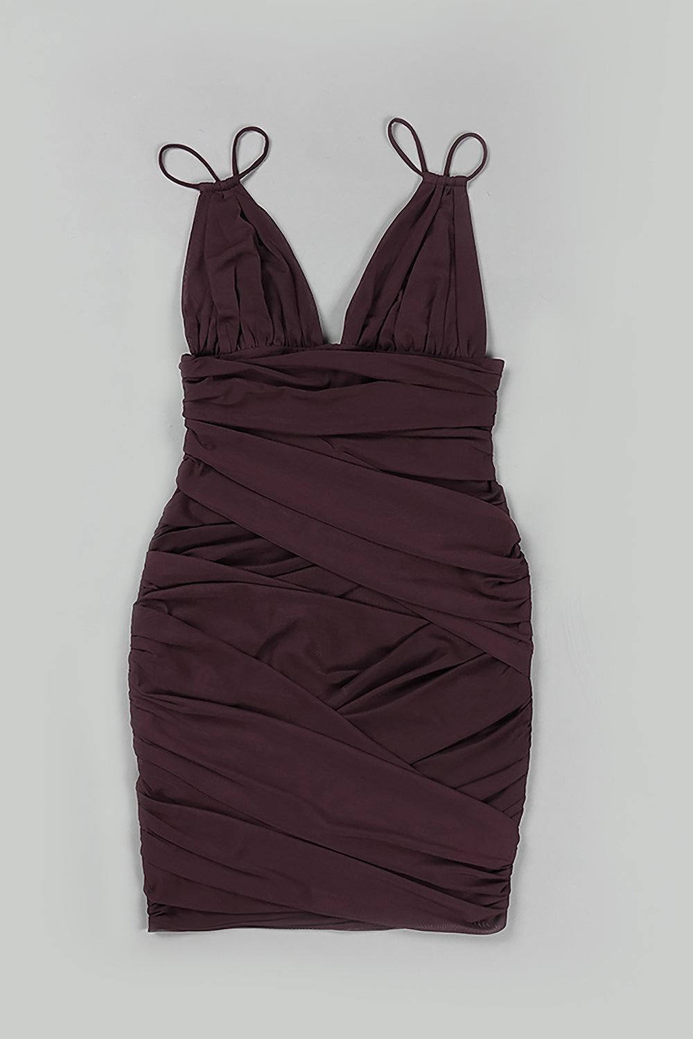 Mesh Pleated Spaghetti Strap Mini Dress
