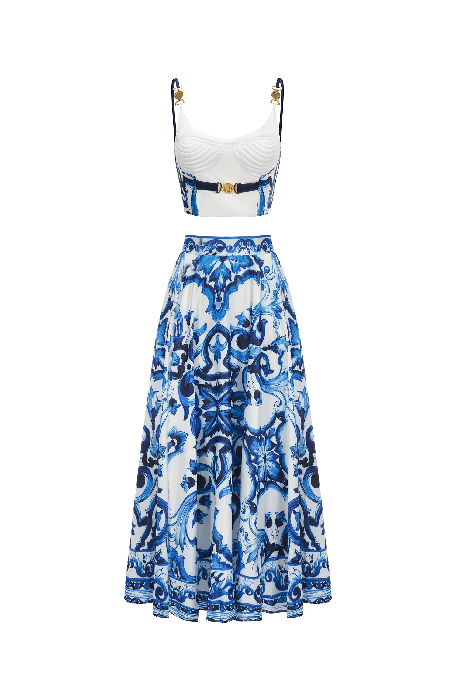 Alenna Halter Floral Printed Top And Skirt Two-Piece Set