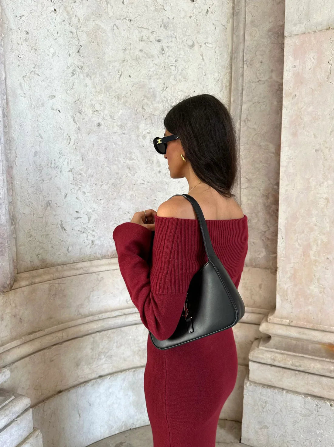 Athena Elegant Burgundy Dress-Set
