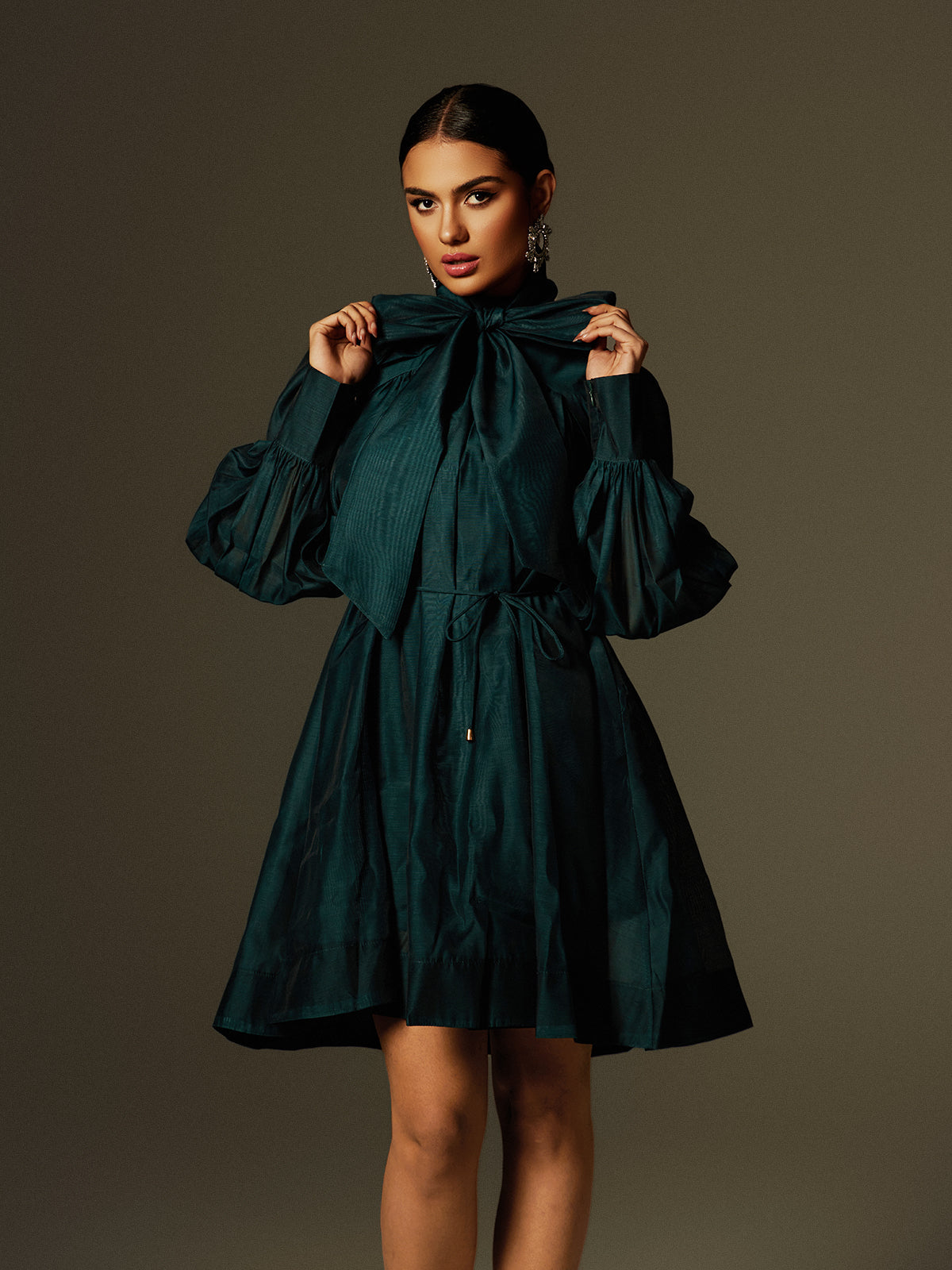 Caelan Long Sleeve Lace Up Mini Dress