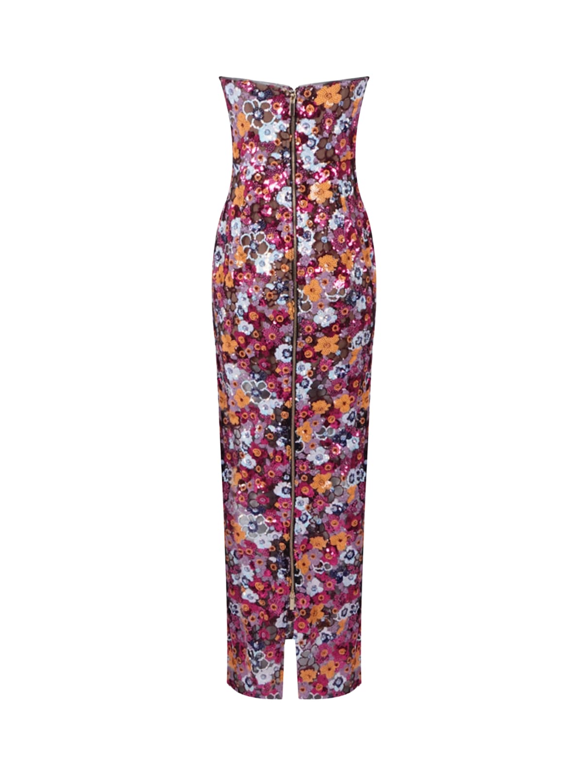 Caldrek Strapless Flower Sequin Maxi Dress