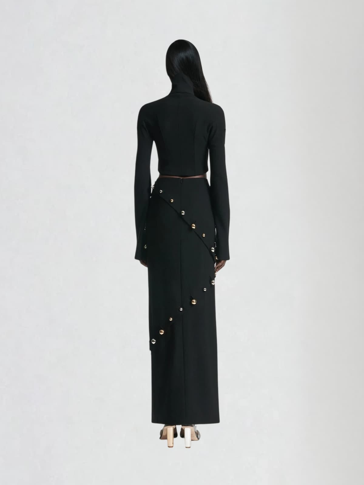 Carinae High Neck Split Skirt Set