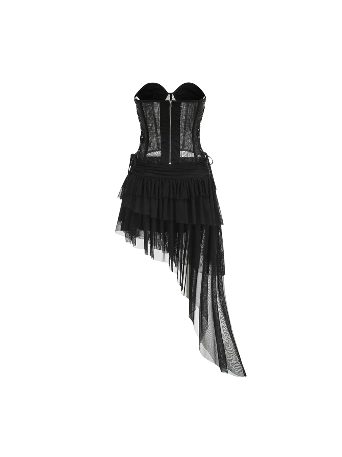 Cipher Strapless Lace Up Mesh Skirt Set