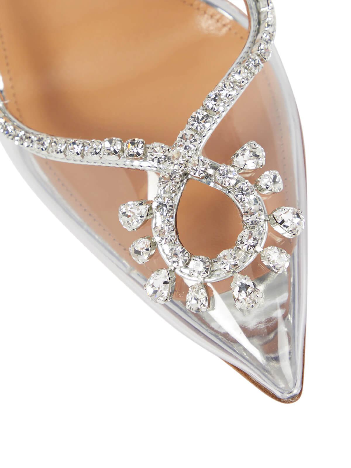 Clio Crystal Cutout Embellished Pumps in Silver featuring elegant cutout design and sparkling embellishments.