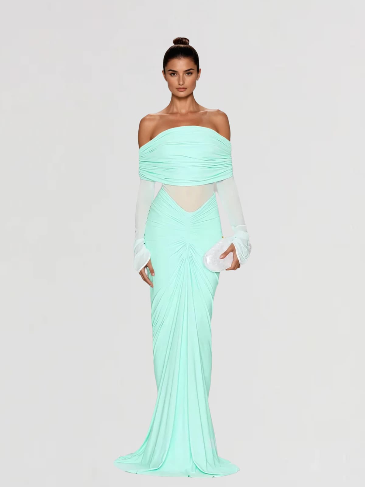 Corvax Off Shoulder Ruched Maxi Dress