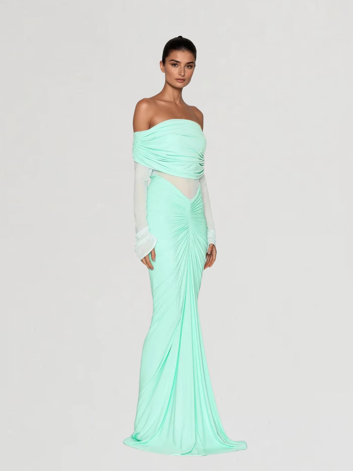 Corvax Off Shoulder Ruched Maxi Dress