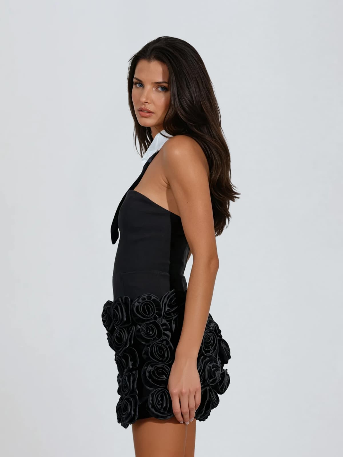 Cruxar Strapless Tie Flower Mini Dress