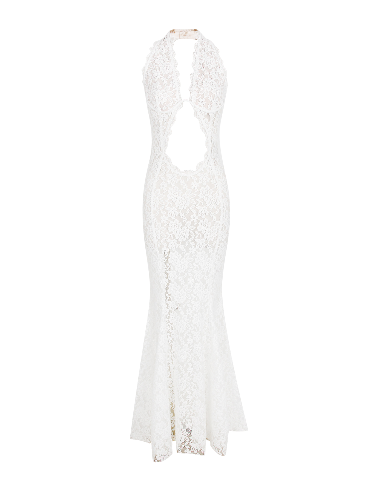 Cygnar Halterneck Lace Cutout Maxi Dress