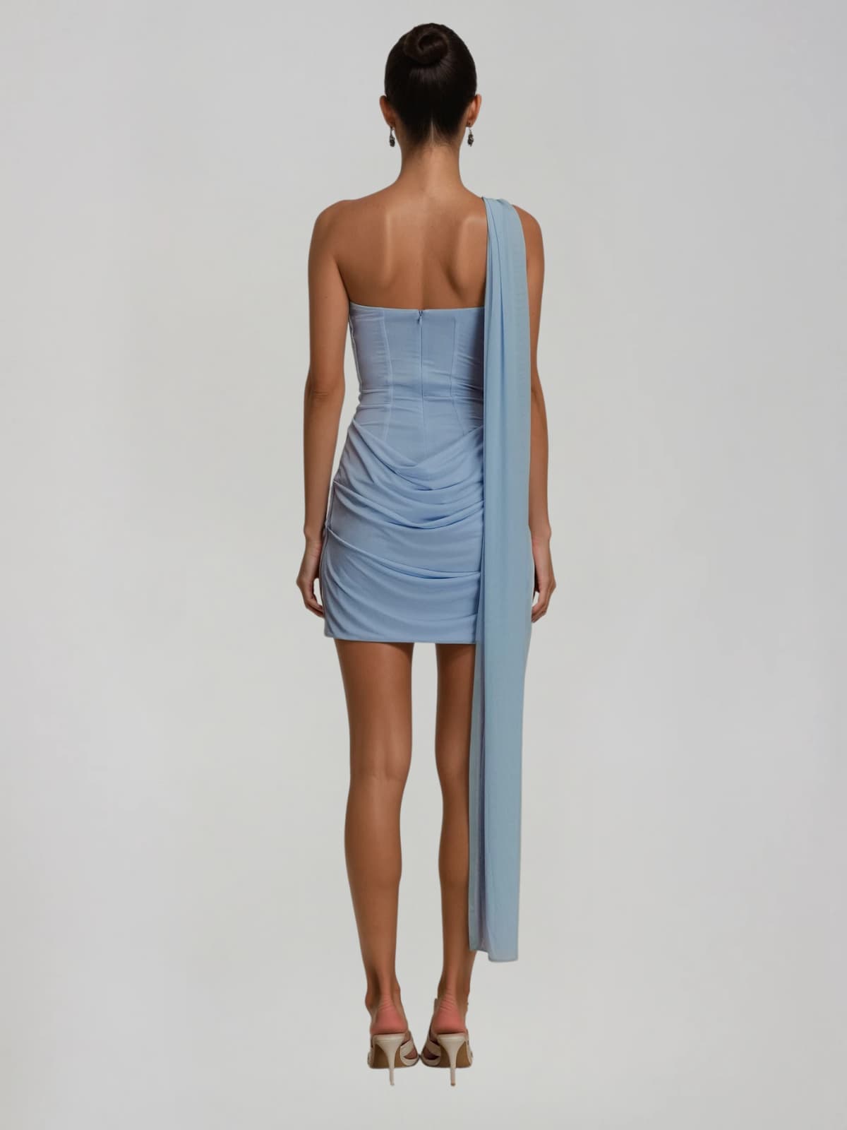 Cyren Ruched Scarf Mini Dress In Sky