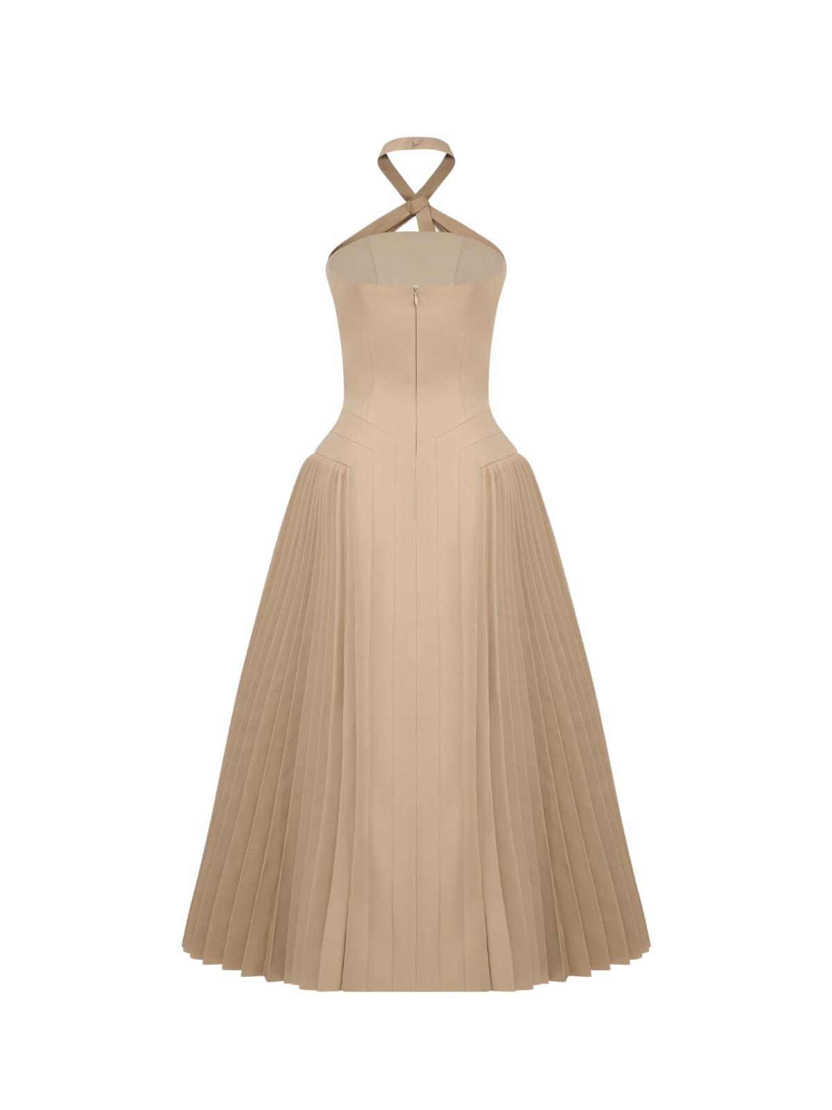Cyrene Halterneck Tie Pleated Midi Dress