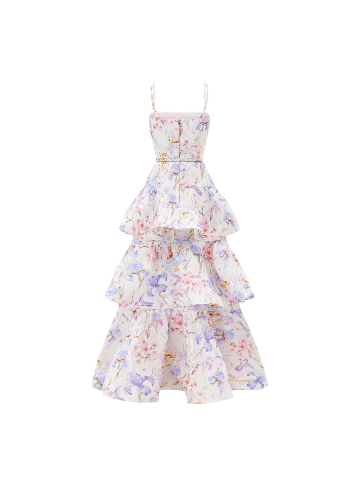 Cyrion Spaghetti Floral Ruffle Tiered Maxi Dress