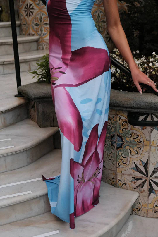 Floral Elegant Print Slim Strap Dress