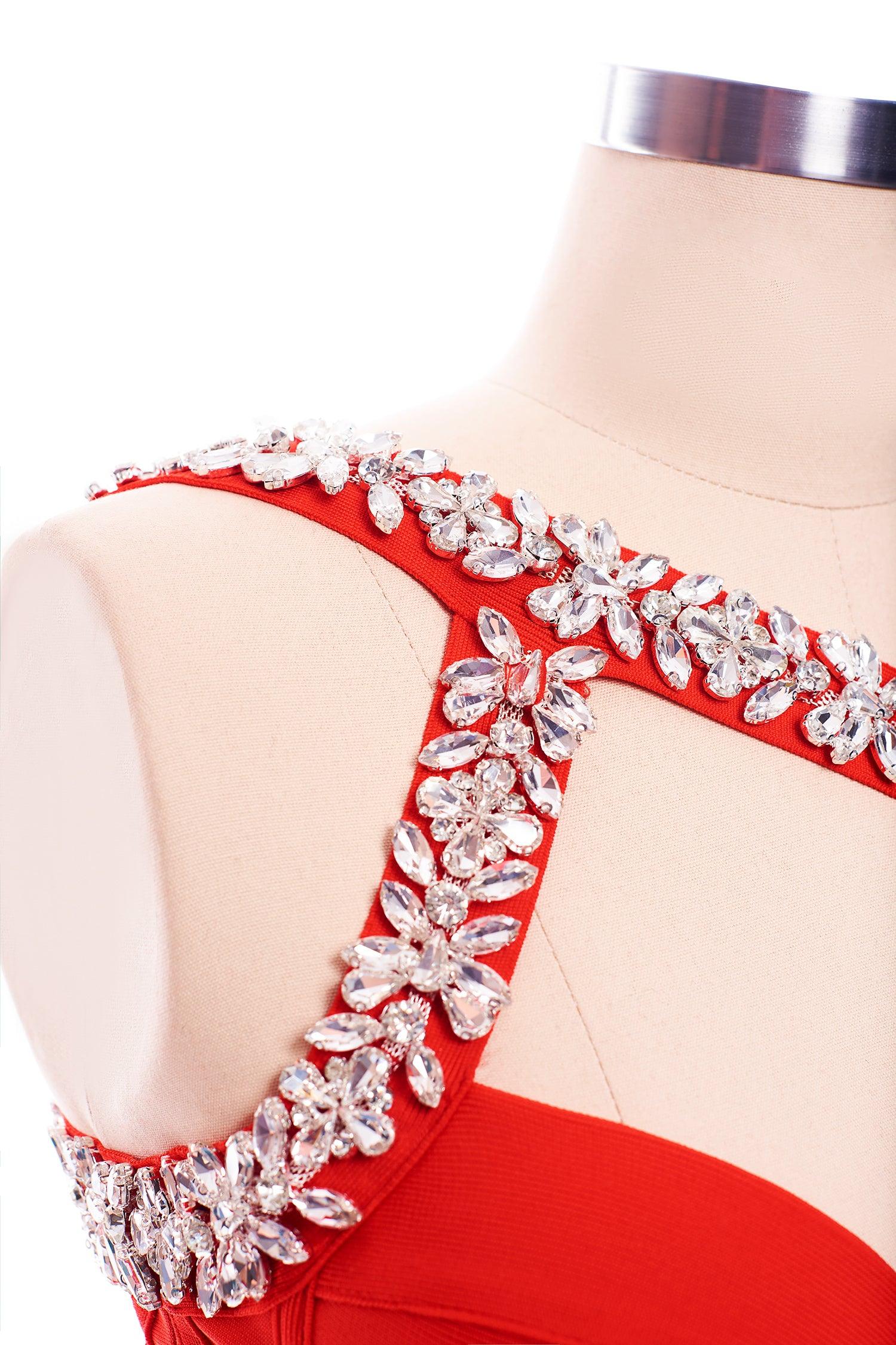 Crystal cocktail Dress-Red