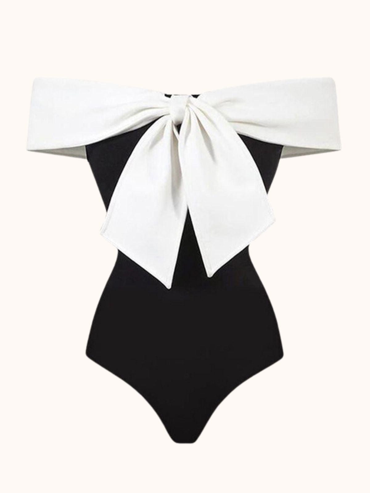 Daisy Off Shoulder Two Piece Swimwear Set in stylish black and multi colors, perfect for beach outings and summer fun.