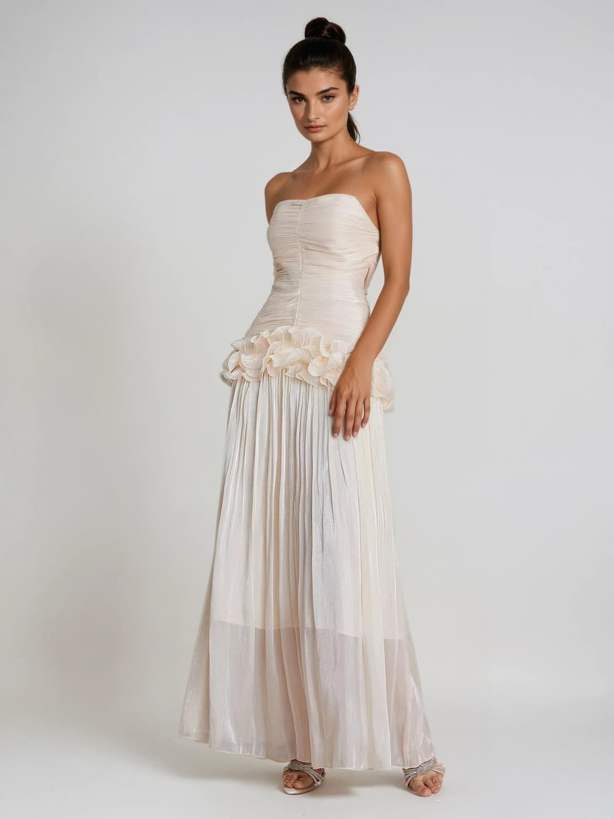 Dendria Strapless Ruffle Maxi Dress