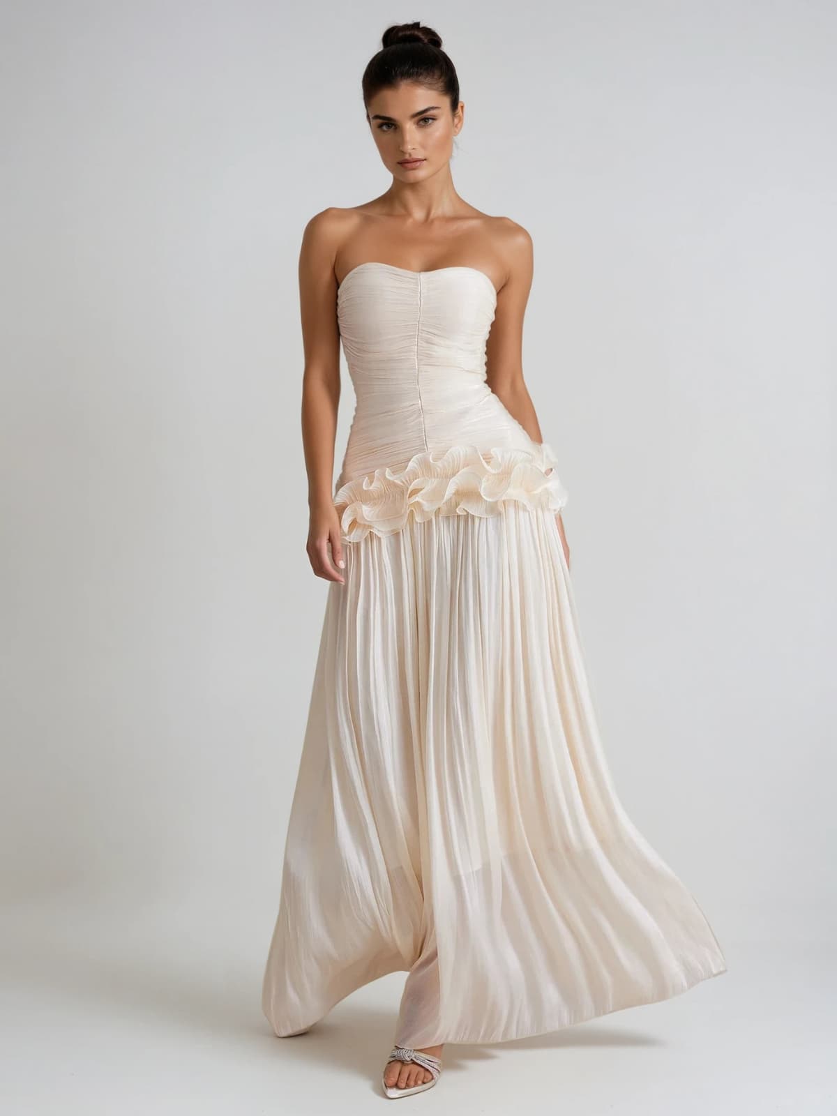 Dendria Strapless Ruffle Maxi Dress